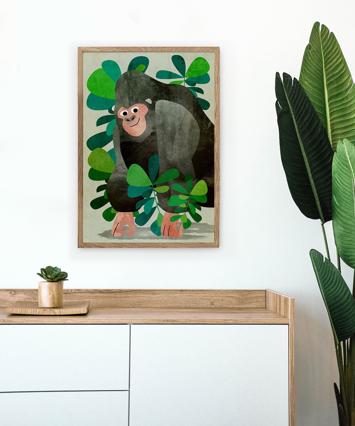 Gorilla Art Print | Kids Room Nursery Illustration Wall Art