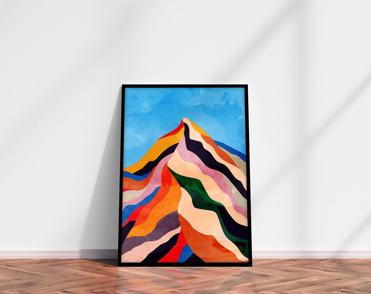 Colorful Mountain Landscape Art Print | Modern Nature Wall Art