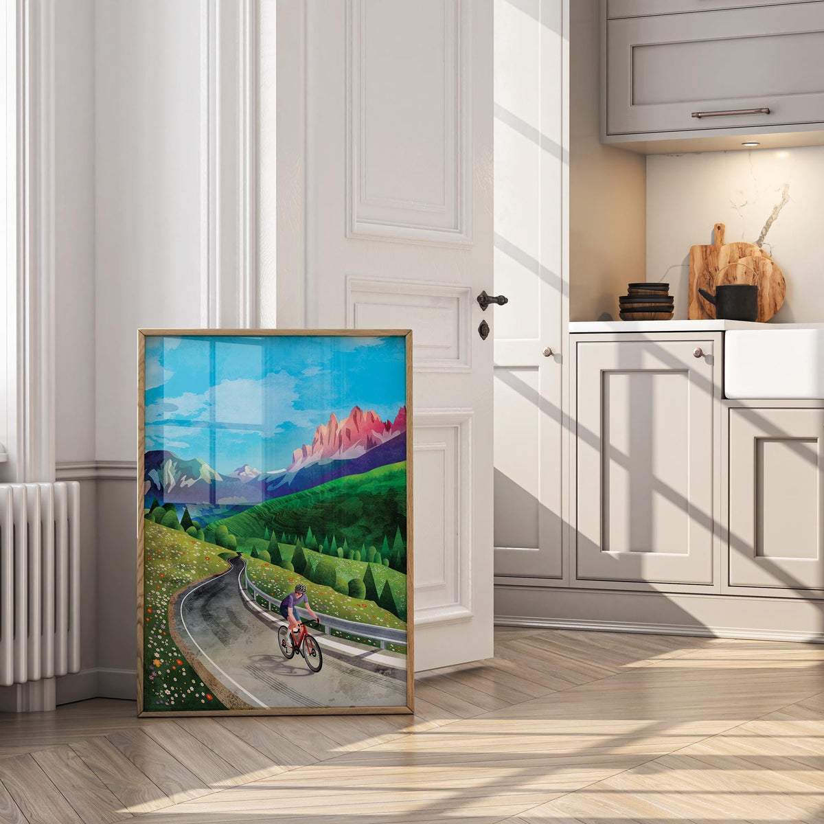 Cycling Art Print | High Mountain Pass Road Cyclist Wall Art