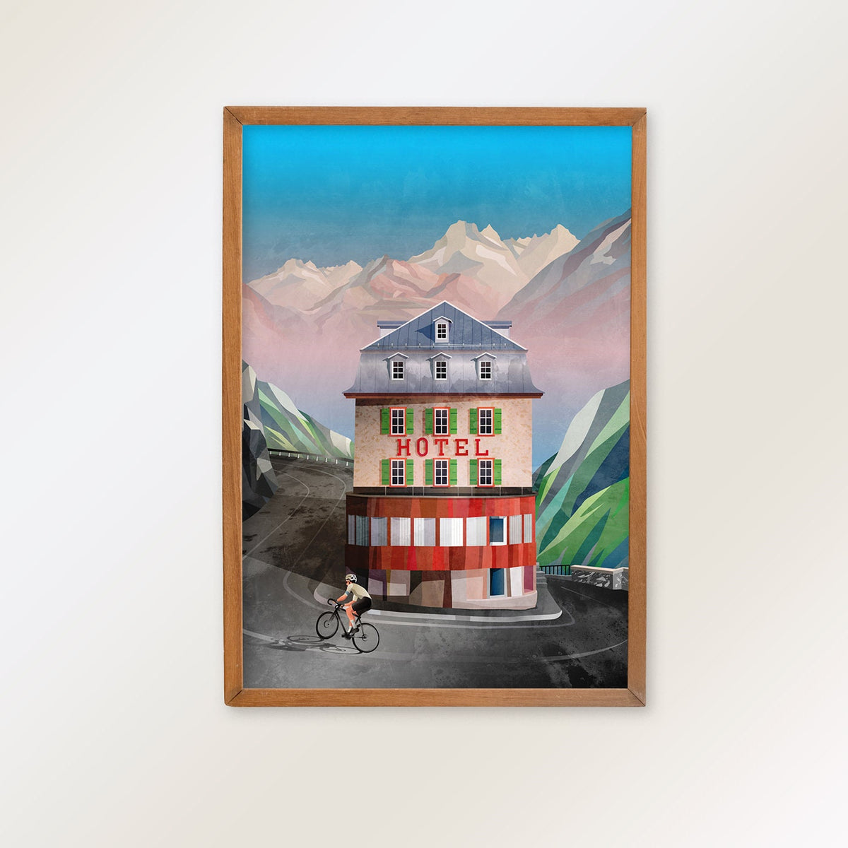 Furka Pass Cycling Art Print | Mountain Road Bicycle Wall Art