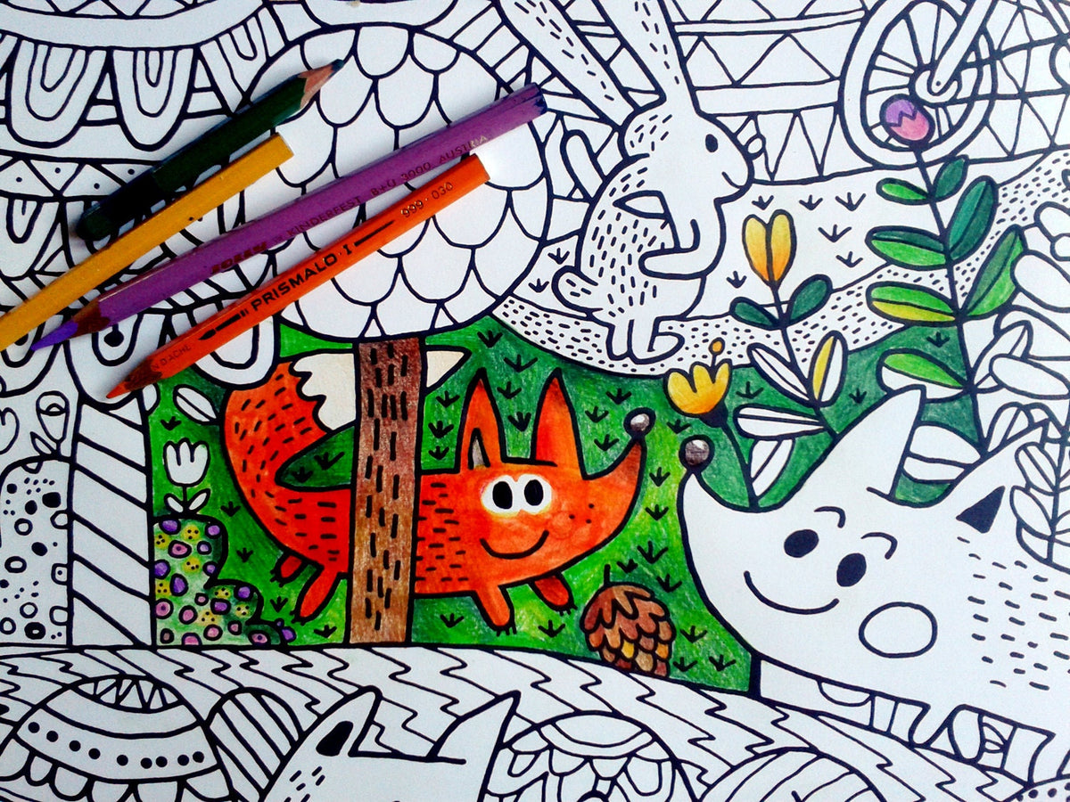 Forest Animals Colouring Poster | A2 Paper Print.
