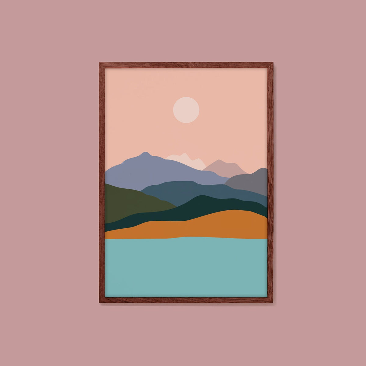 Mountains by the Ocean Art Print | Minimalist Landscape Wall Art