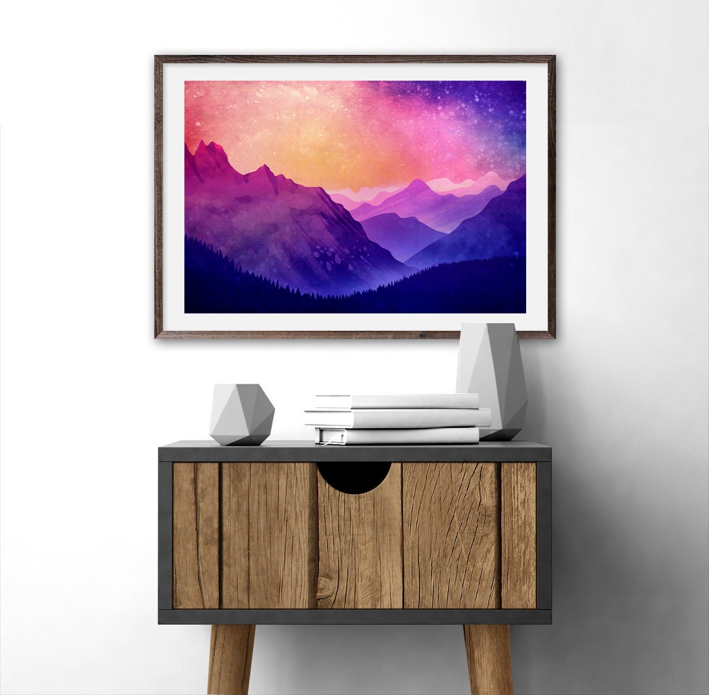 Mountain Landscape Art Print | Illustrated Wall Art
