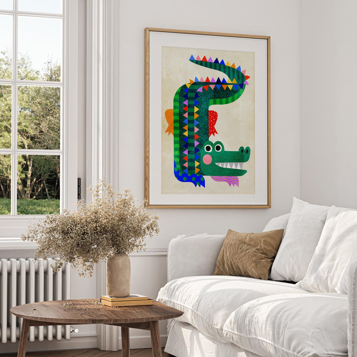 Crocodile Art Print | Colorful Kids Room Illustration Wall Art