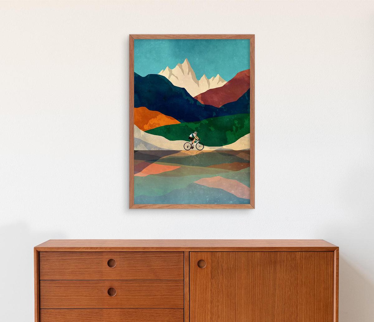 Cycling Art Prints Set | Mountain Landscape Bicycle Wall Art