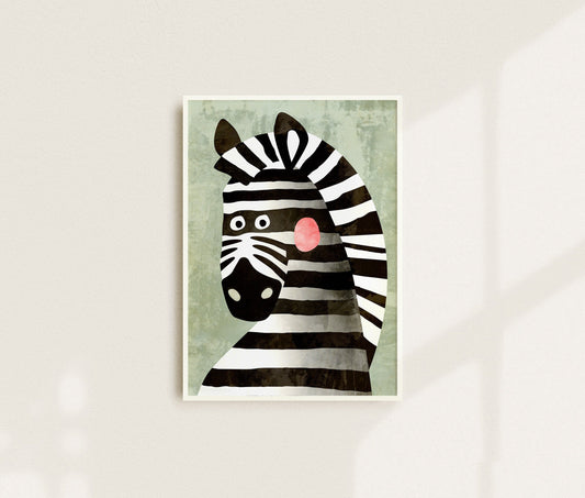 Zebra Art Print | Kids Room Nursery Illustration Wall Art