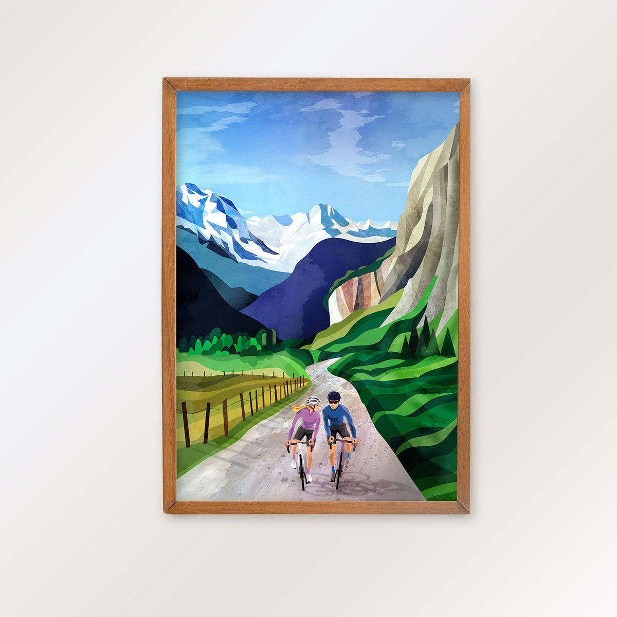 Personalized Cycling Art Print | Custom Couple Cyclist Gift