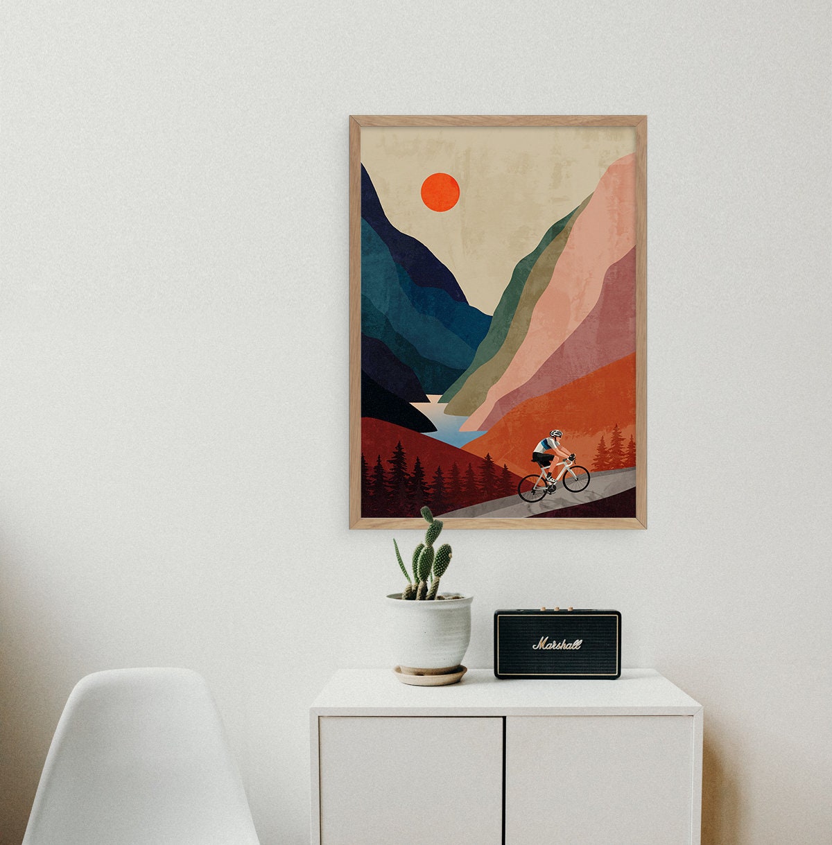 Cycling Home | Mountain Cycling Art Print.