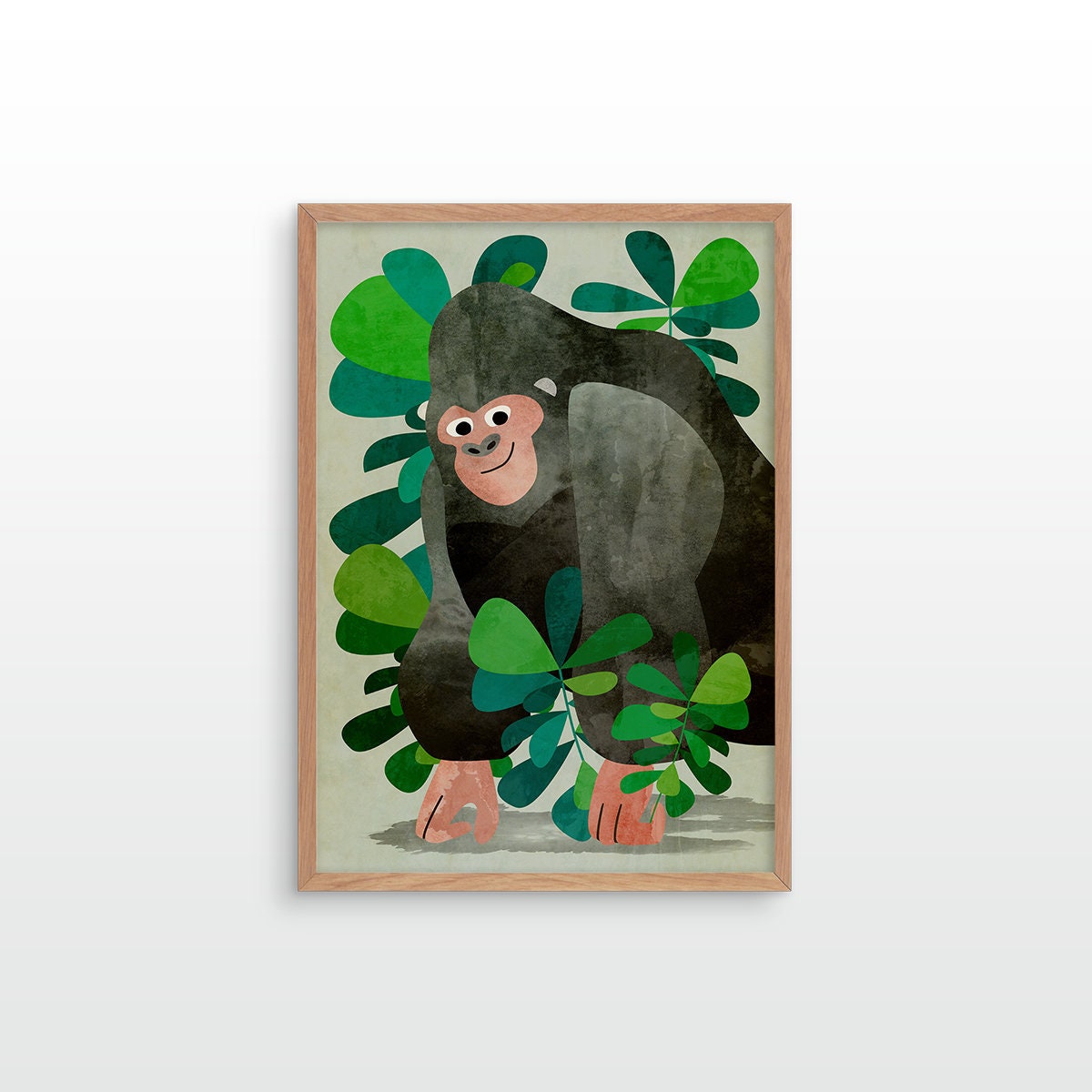 Gorilla Art Print | Kids Room Nursery Illustration Wall Art