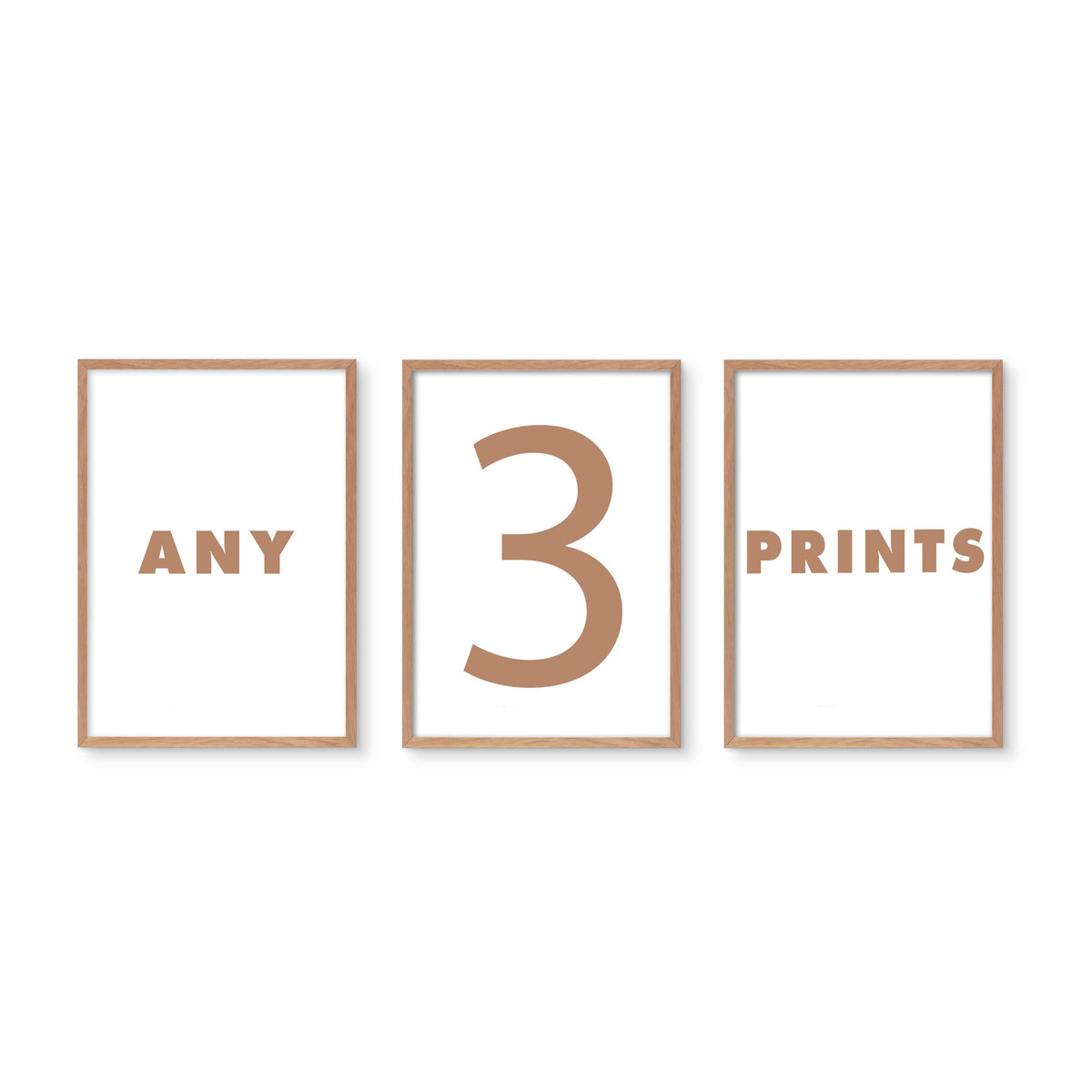 Three minimalist framed wall art prints