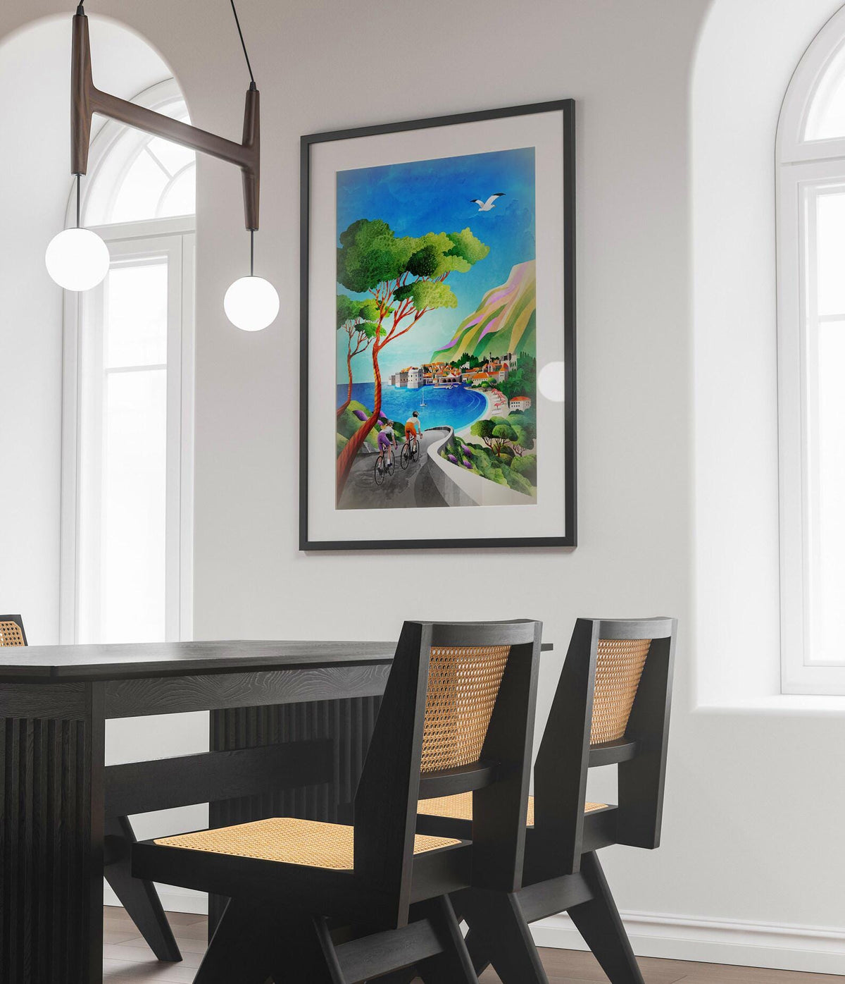Seaside Cycling Art Print | Coastal Bicycle Ride Wall Art