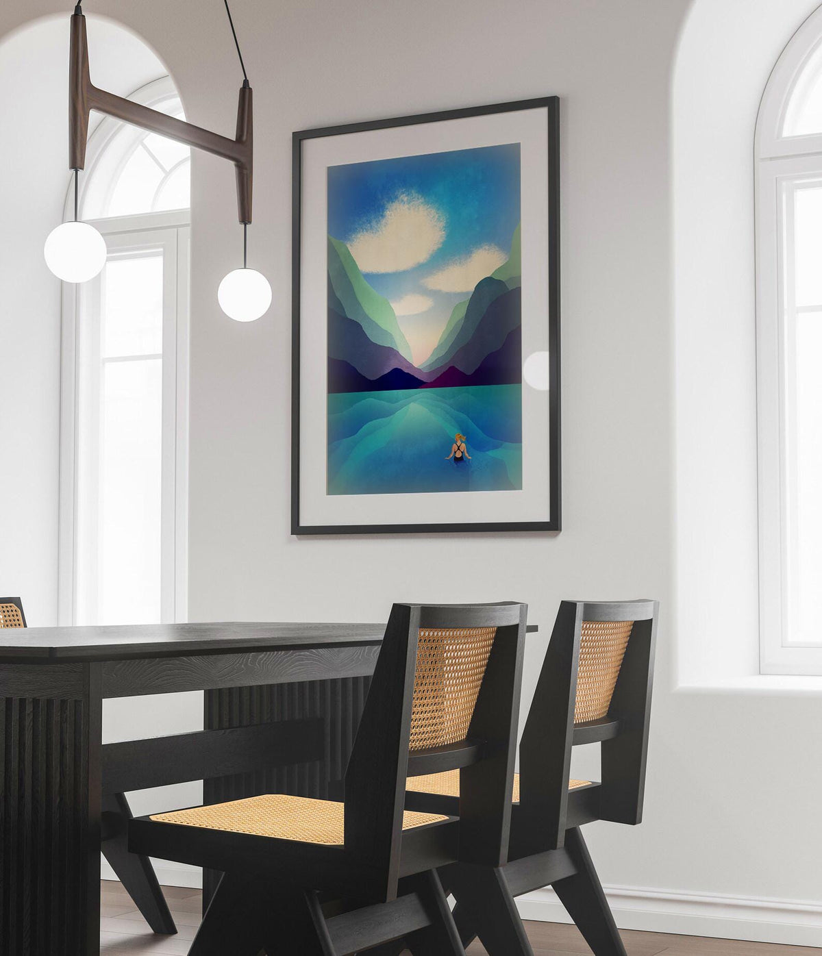 Wild Swimming Art Print | Lake and Forest Nature Wall Art