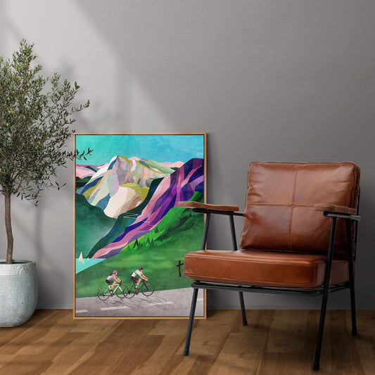 Cycling Couple Art Print | Alpine Ascent Bicycle Wall Art