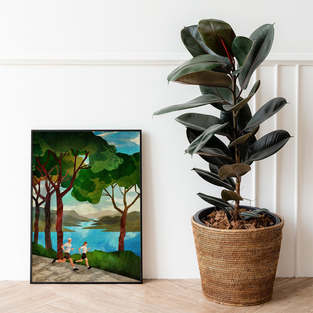 Trail Running Art Print | Runner by Alpine Lake Wall Art