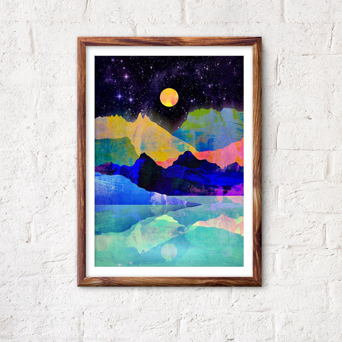 Moon and Mountains Art Print | Landscape Wall Art for Home