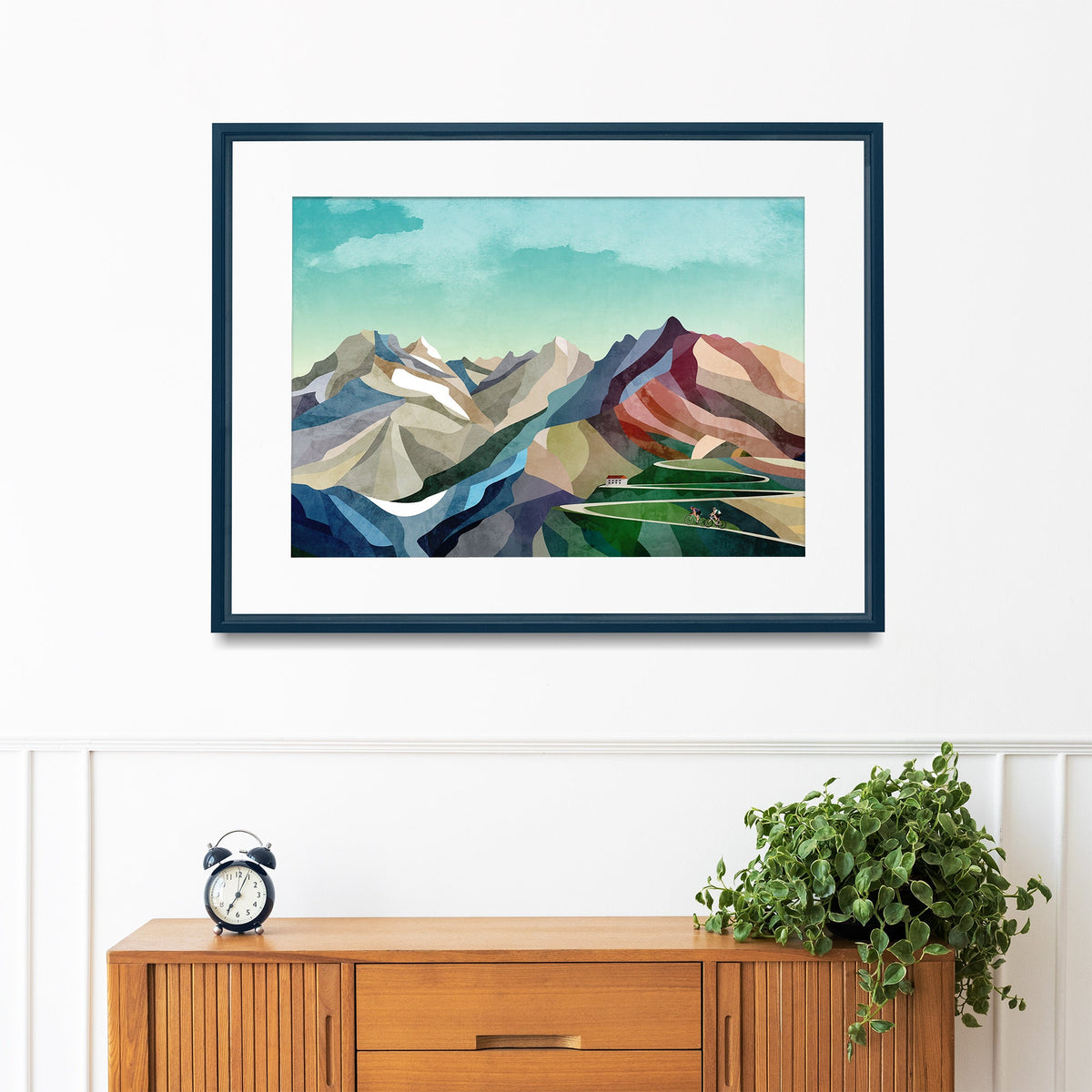 Cycling Couple Art Print | High in the Mountains Wall Art