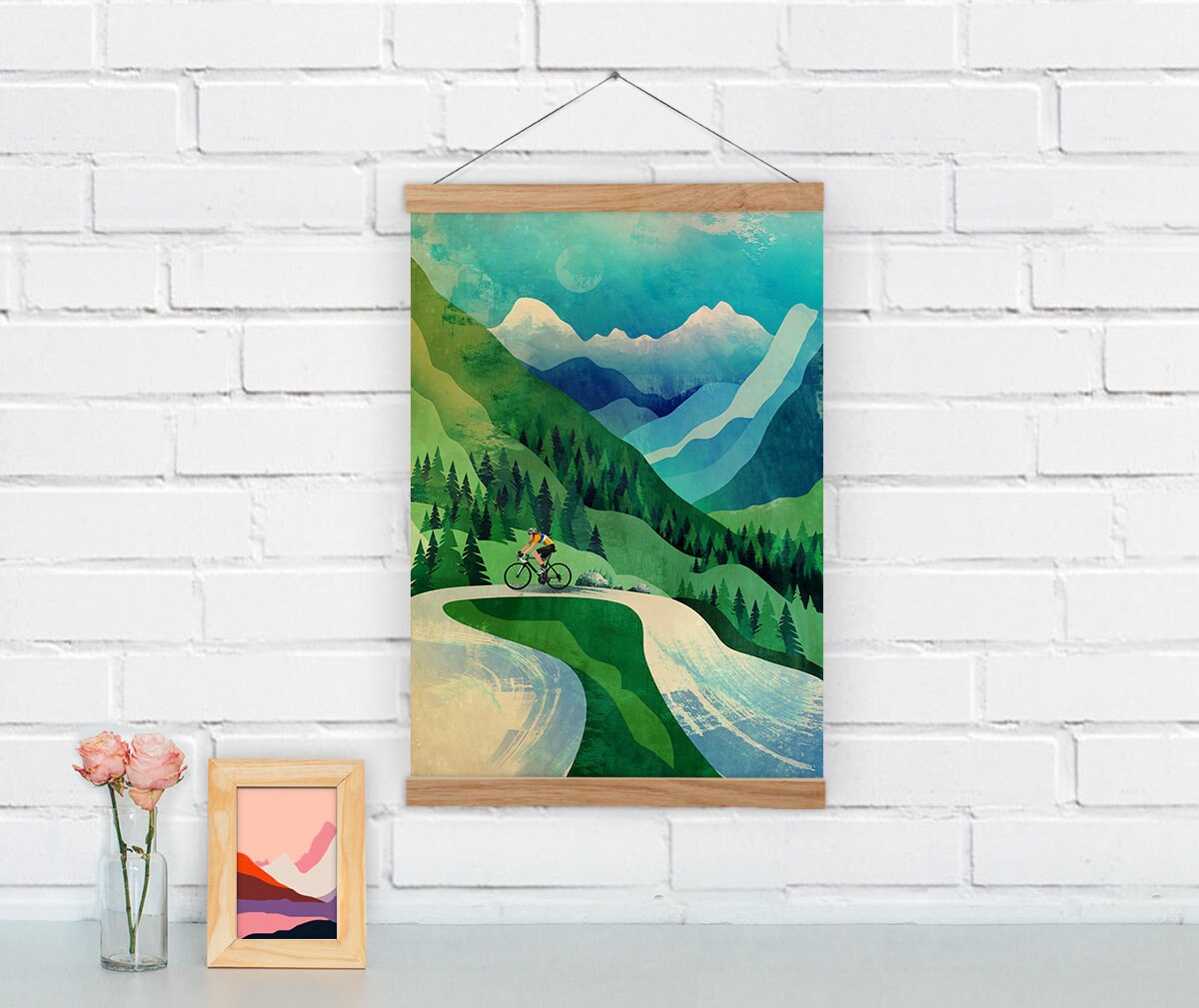 Cycling Art Print | Mountain Ascent Illustration