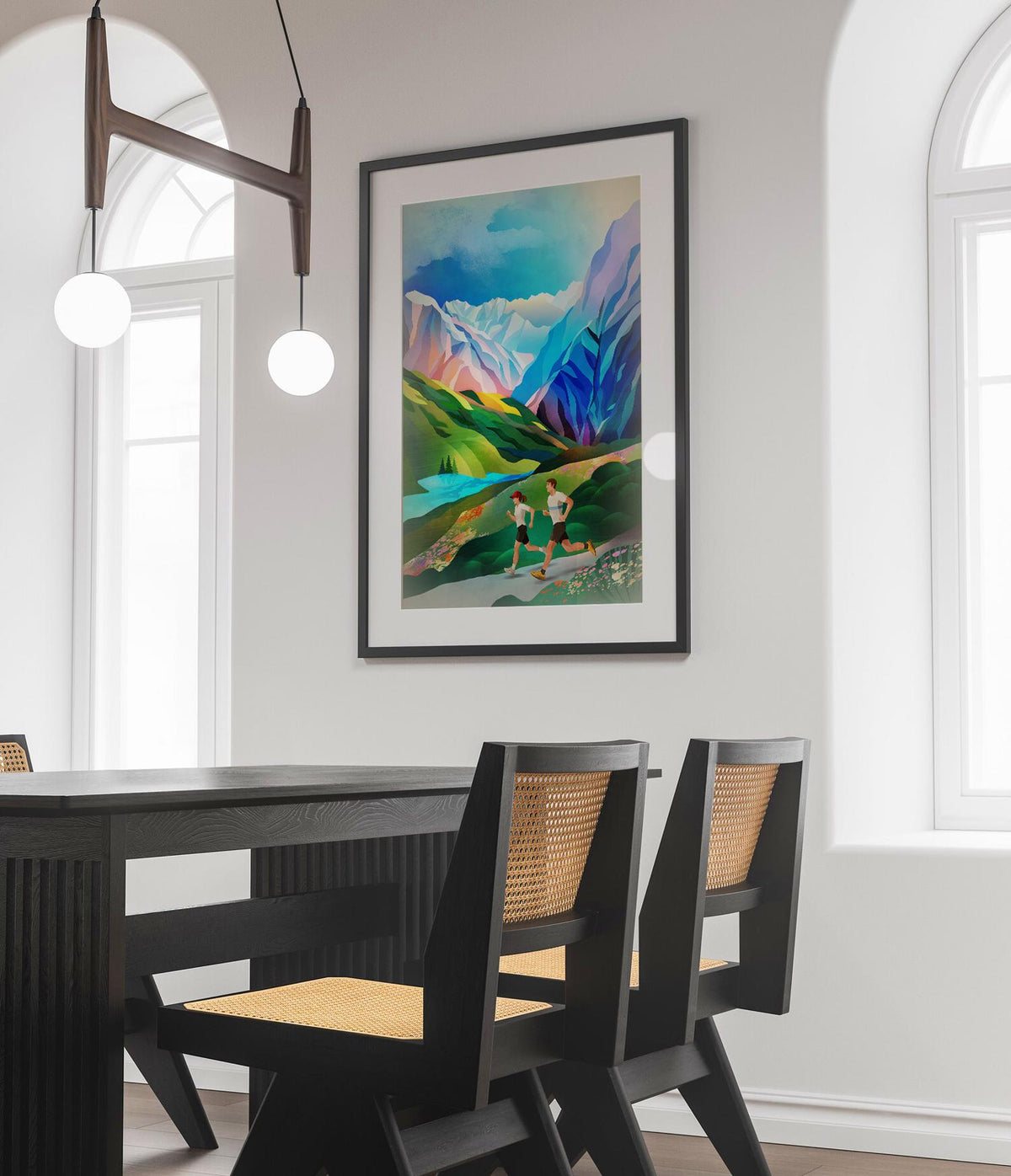 Mountain Running Art Print | Runner Landscape Wall Art