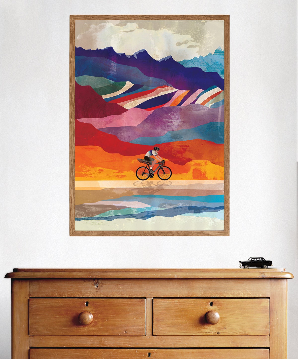 Cycling Art Print | Colorful Mountain Landscape Wall Art
