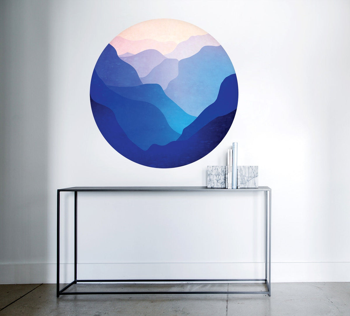 Mountain Valley Wall Decal | Round Self-Adhesive Removable Wall Sticker