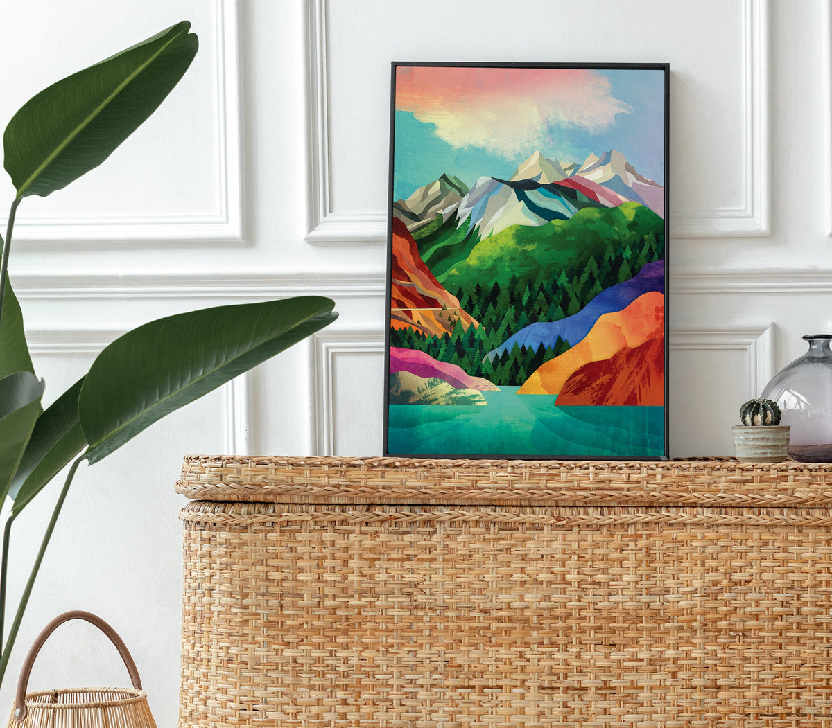 Mountain Lake Art Print | Colorful Crystal Clear Landscape Wall Art