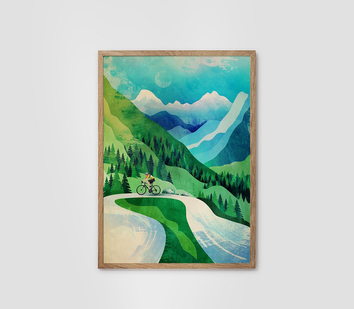 Cycling Art Print | Mountain Ascent Illustration