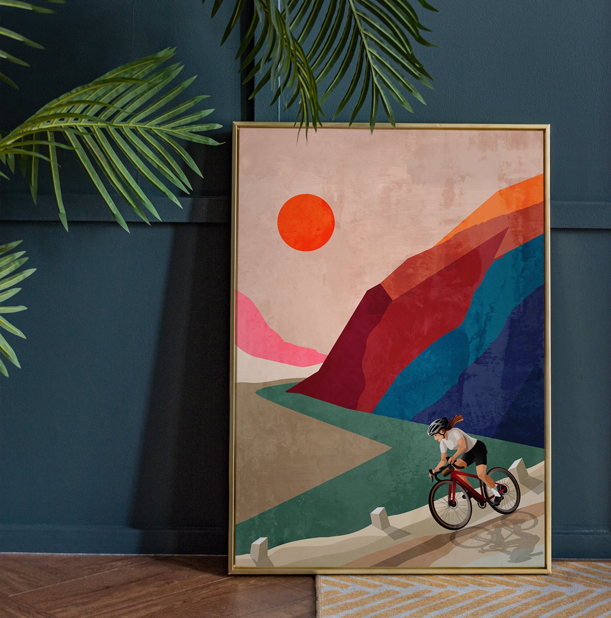 Woman Cyclist Art Print | Mountain Road Cycling Wall Art