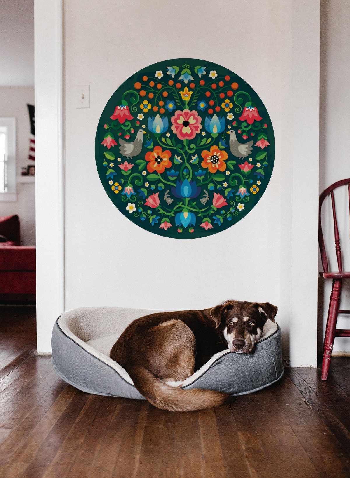 Mountain Flowers Wall Decal | Self-adhesive and Removable Folk-Inspired wall decoration