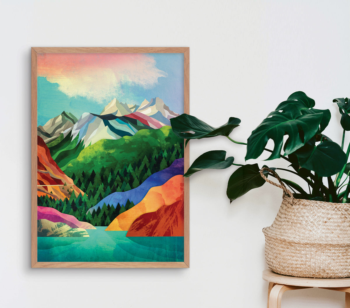 Mountain Lake Art Print | Colorful Crystal Clear Landscape Wall Art
