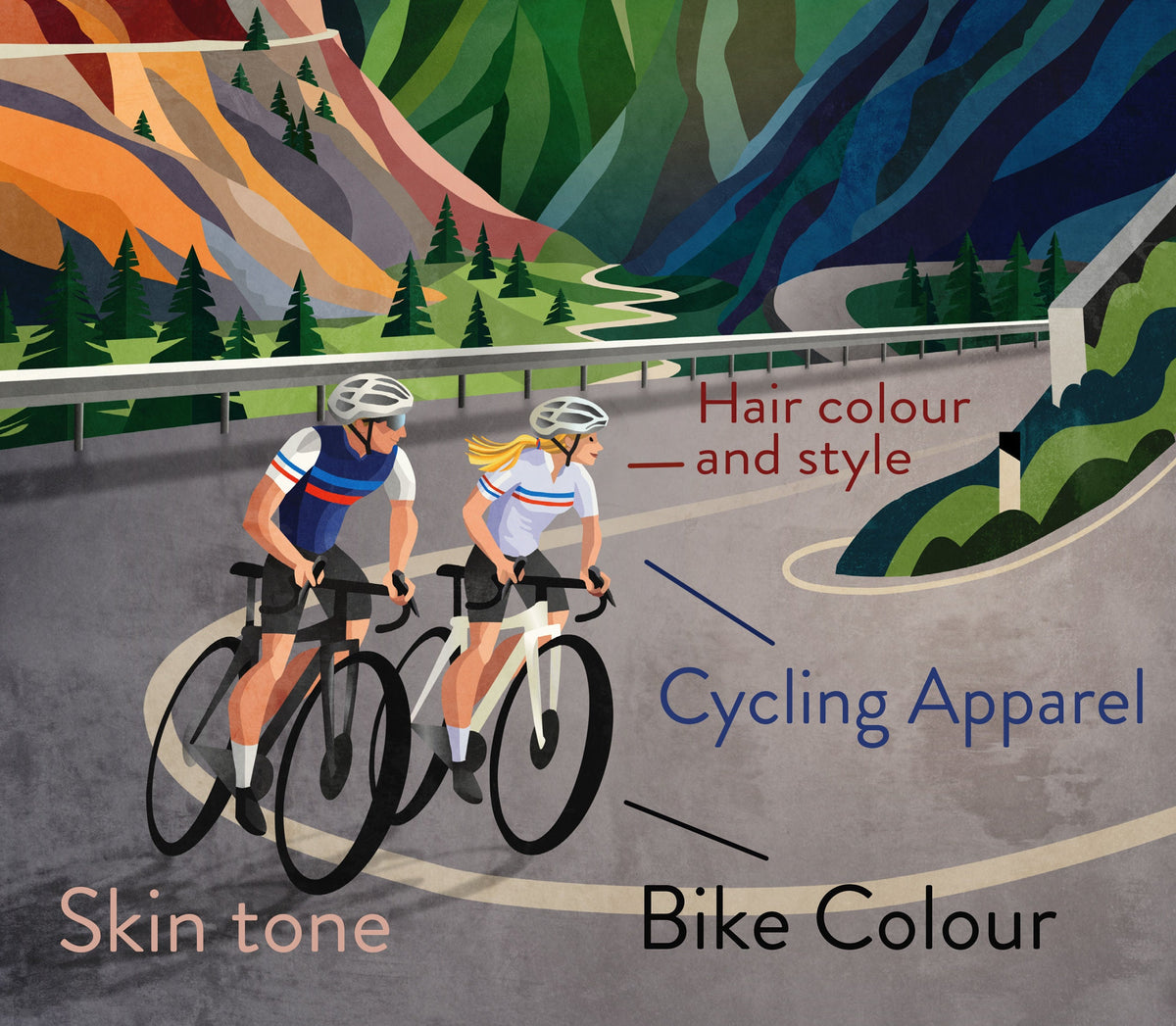 Personalized Cycling Art Print | Custom Riders Illustration