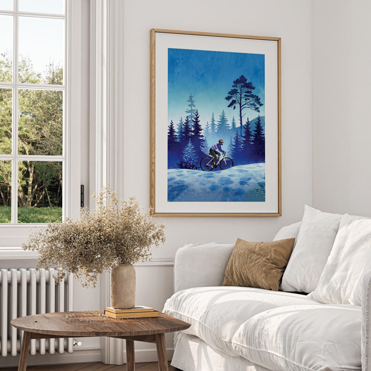Woman Cyclist Art Print | Winter Cycling Wall Art