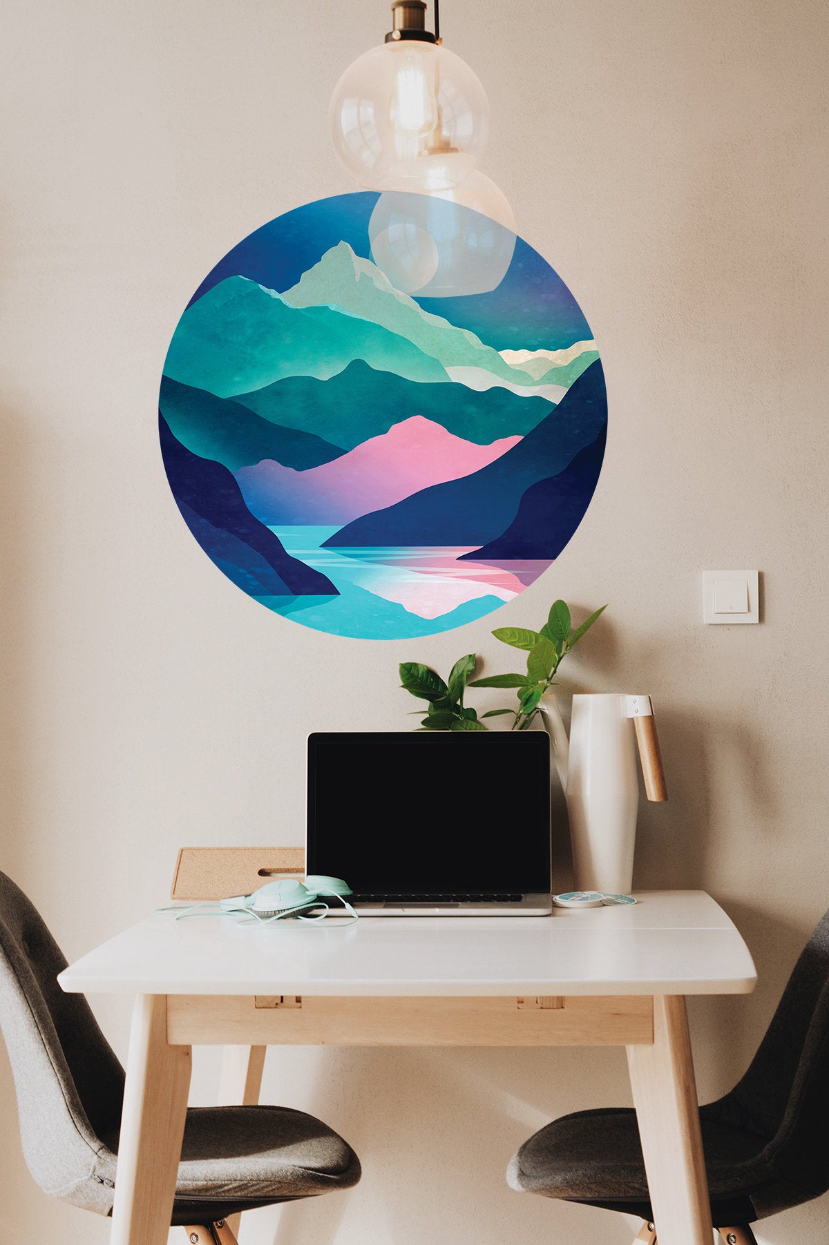 Blue River Wall Decal | Round Self-Adhesive Removable Wall Sticker