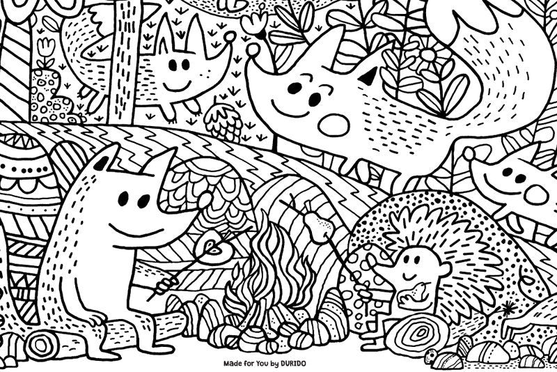 Forest Animals Colouring Poster | A2 Paper Print.