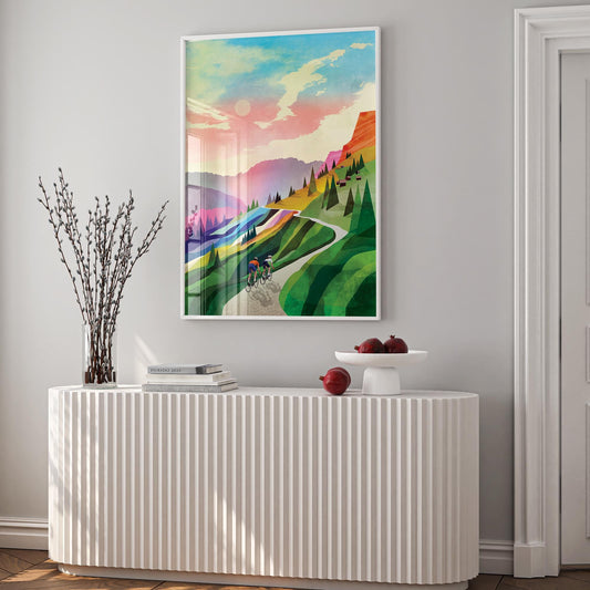 Cycling Couple Art Print | Dolomites Gravel Ride Wall Art