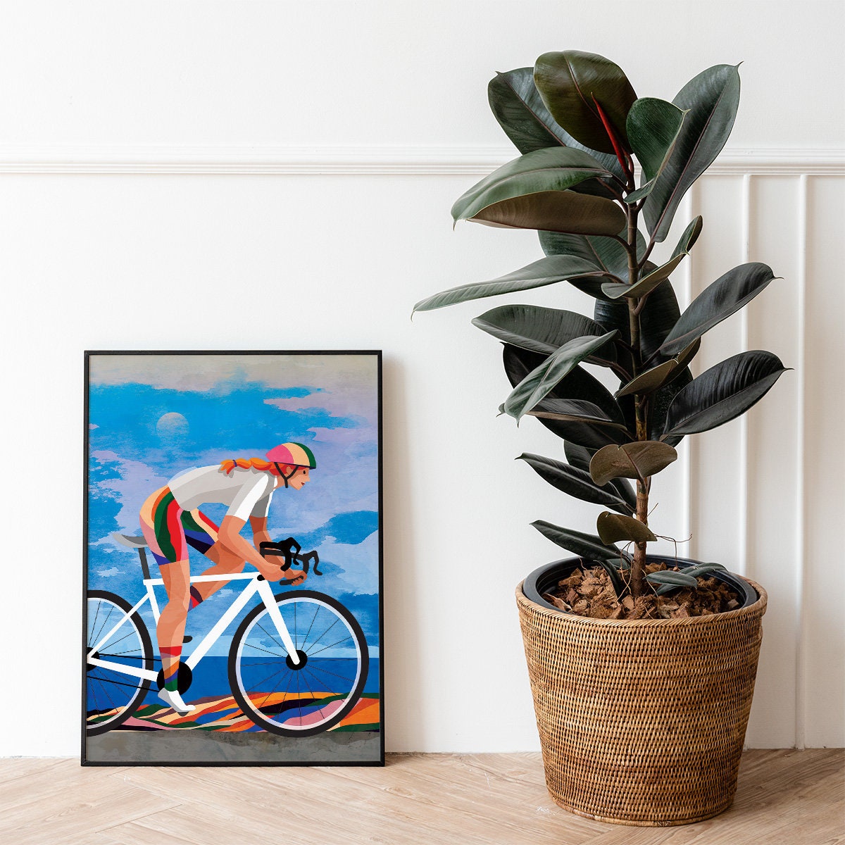 Woman Cyclist Art Print | Cycling Wall Art for Home or Office
