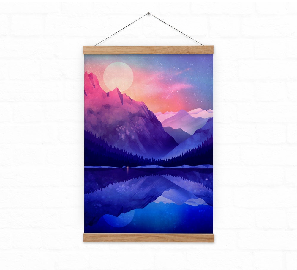 Camping by the Lake | Landscape Art Print