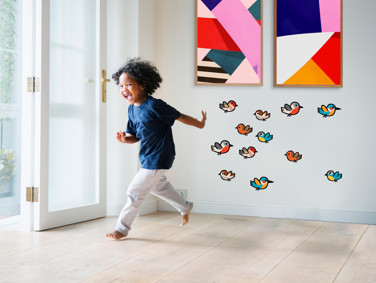 Bird Wall Decals | Set of 6 Removable Fabric Stickers