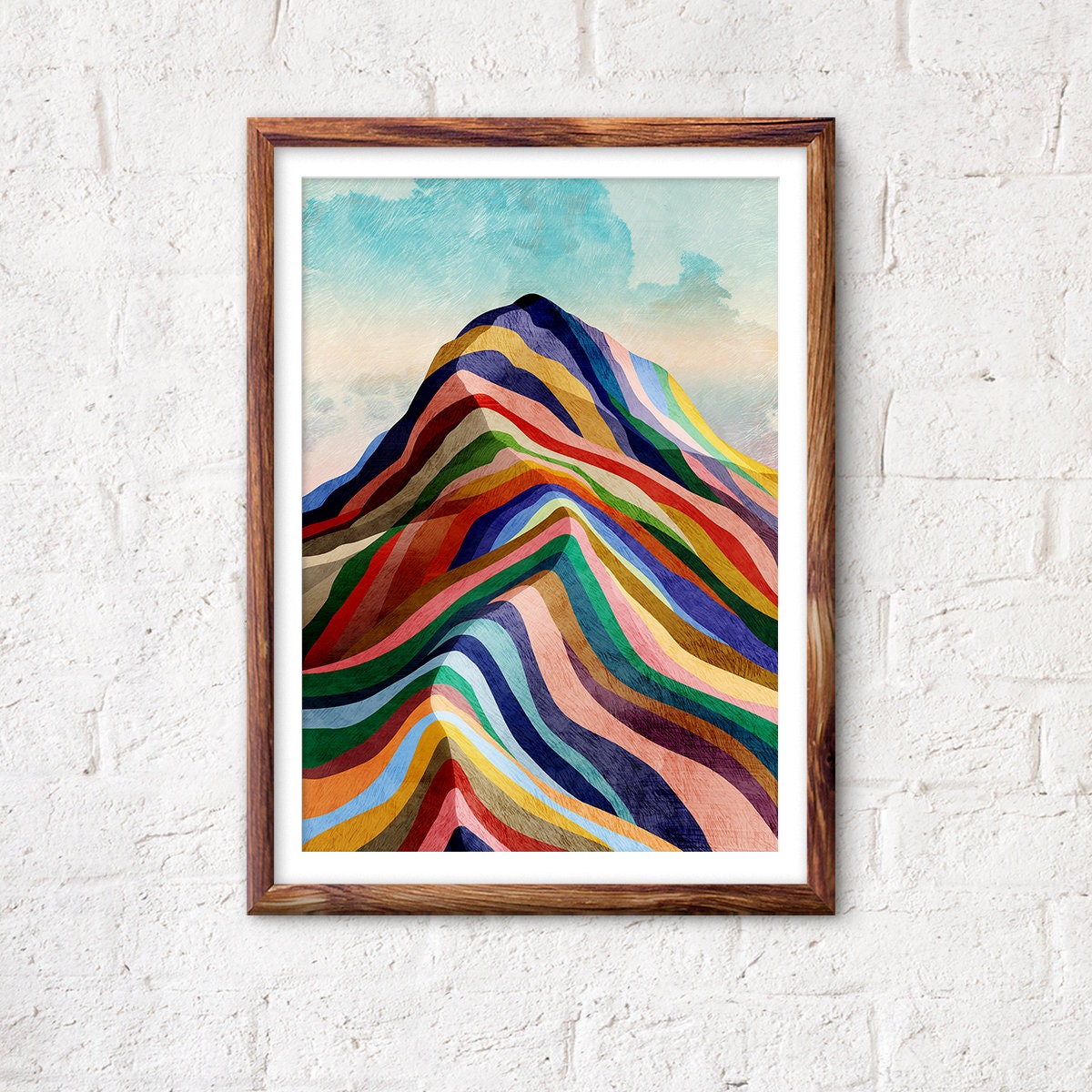 Rainbow Ridge Art Print | Mountain Landscape Illustration