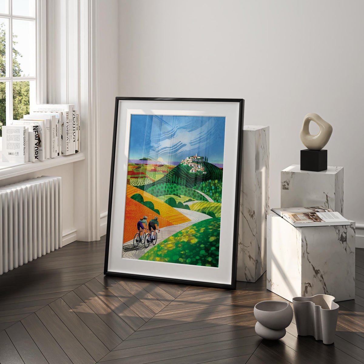 Cycling Couple Art Print | Bicycle Ride Cycling Wall Art