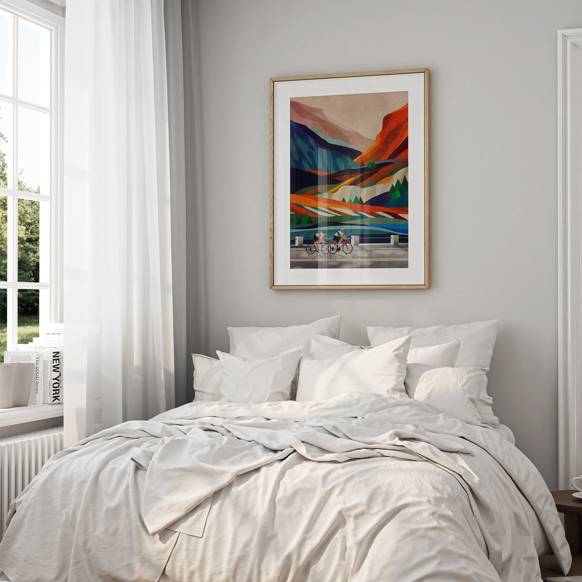 Cycling Couple Art Print | Mountain Adventure Bicycle Wall Art