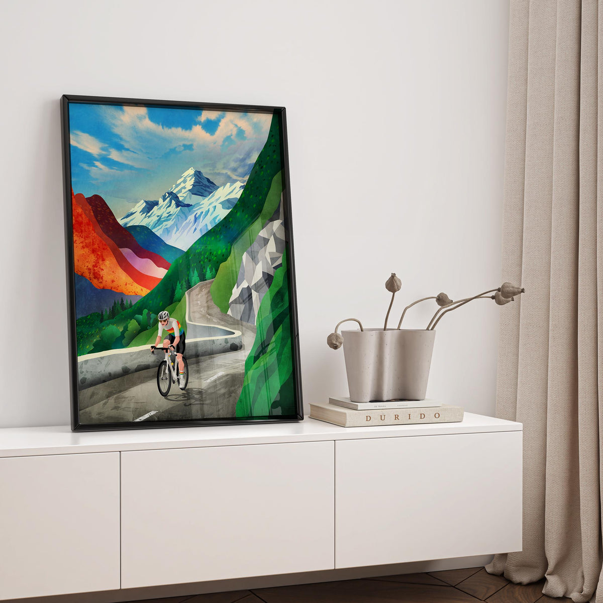 Cycling Art Print | High Mountain Road Cycling Wall Art