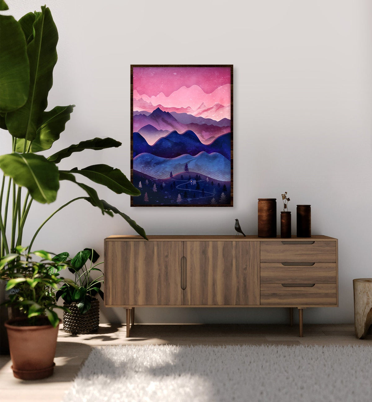 Mountain Landscape Art Print | Sunset Sky Wall Art