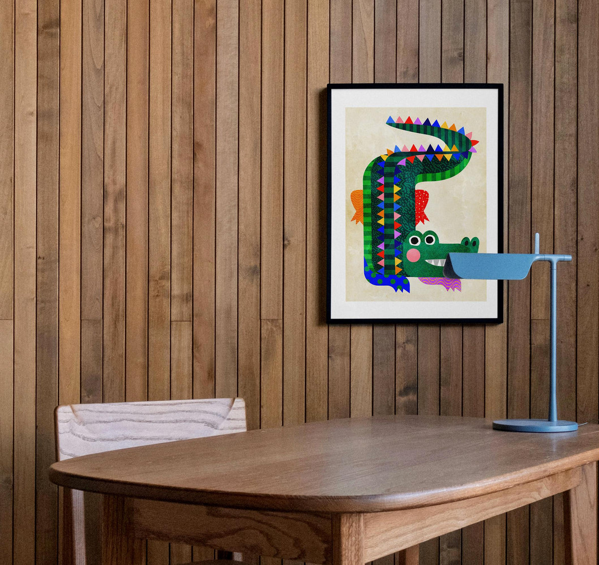 Crocodile Art Print | Colorful Kids Room Illustration Wall Art