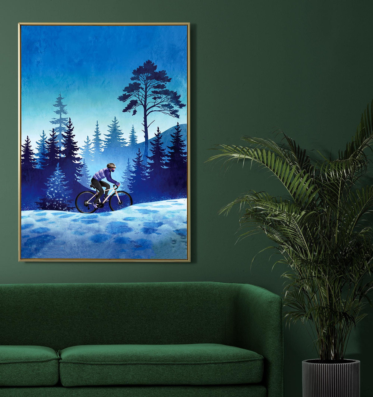 Woman Cyclist Art Print | Winter Cycling Wall Art