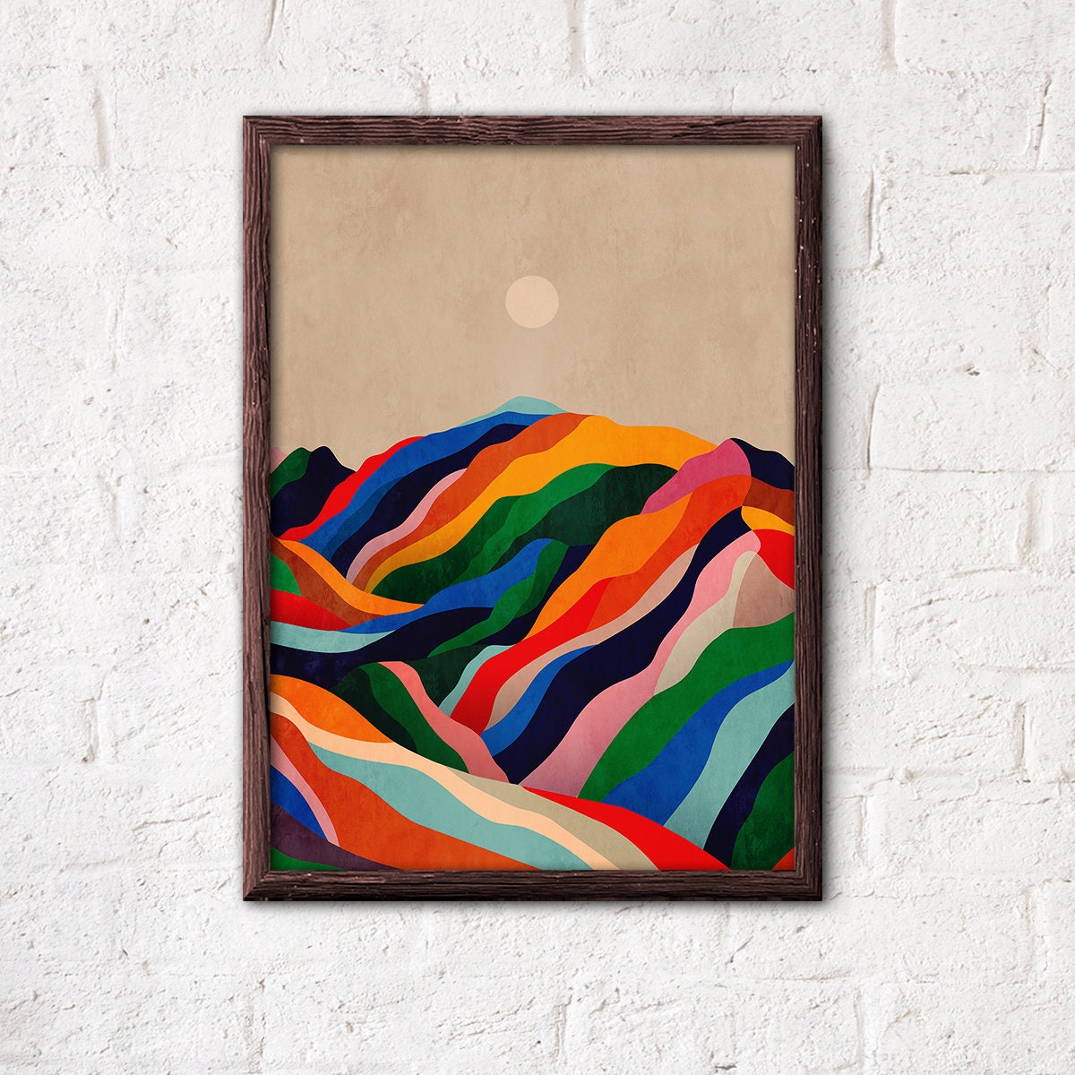 Colorful Mountain Landscape Art Print | Vivid Colours Wall Art