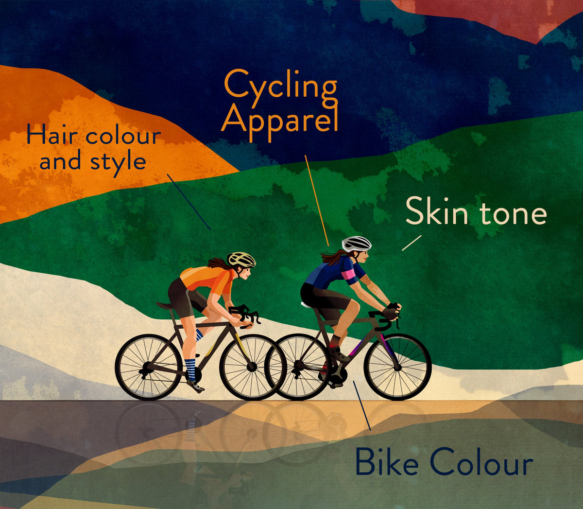 Personalized Cycling Art Print | Custom Couple Cyclist Gift