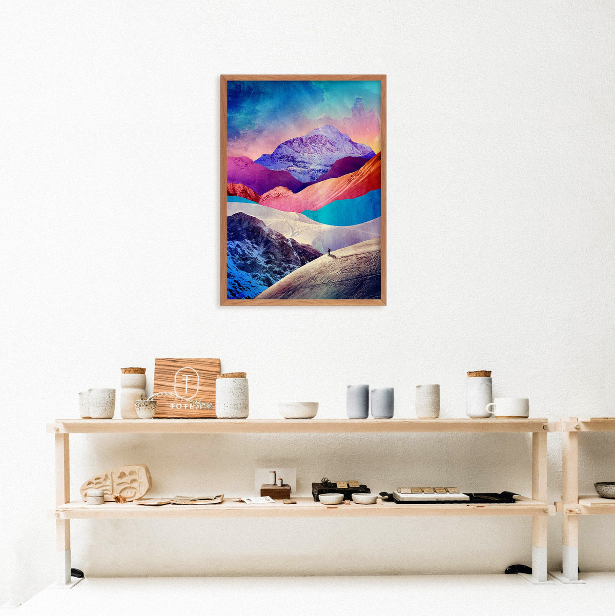 Winter Mountain Landscape Art Print | Colorful Snow Scene Wall Art