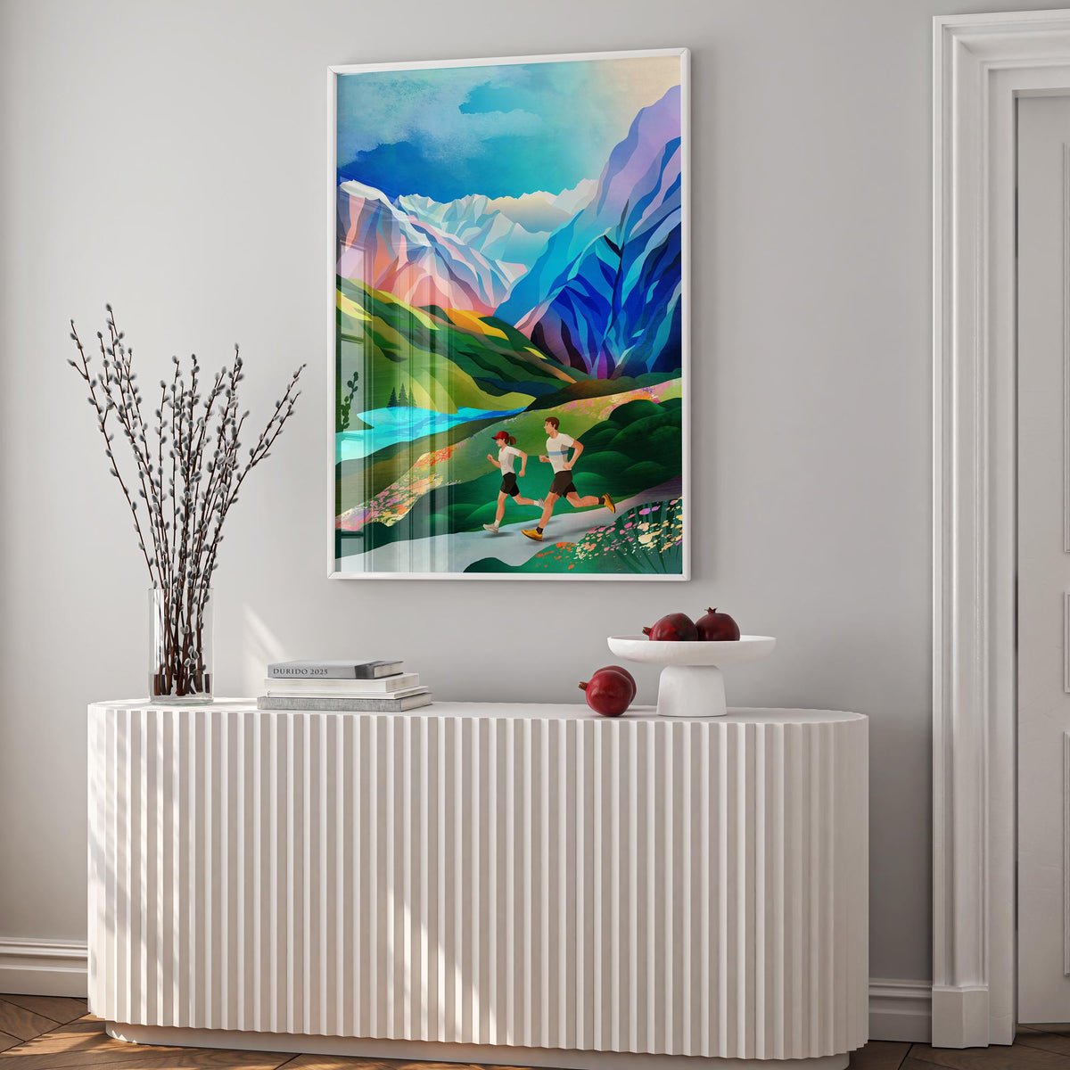 Mountain Running Art Print | Runner Landscape Wall Art