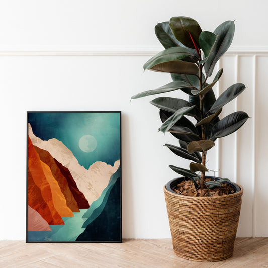Autumn Canyon Art Print | Moonlit Mountain Landscape Wall Art