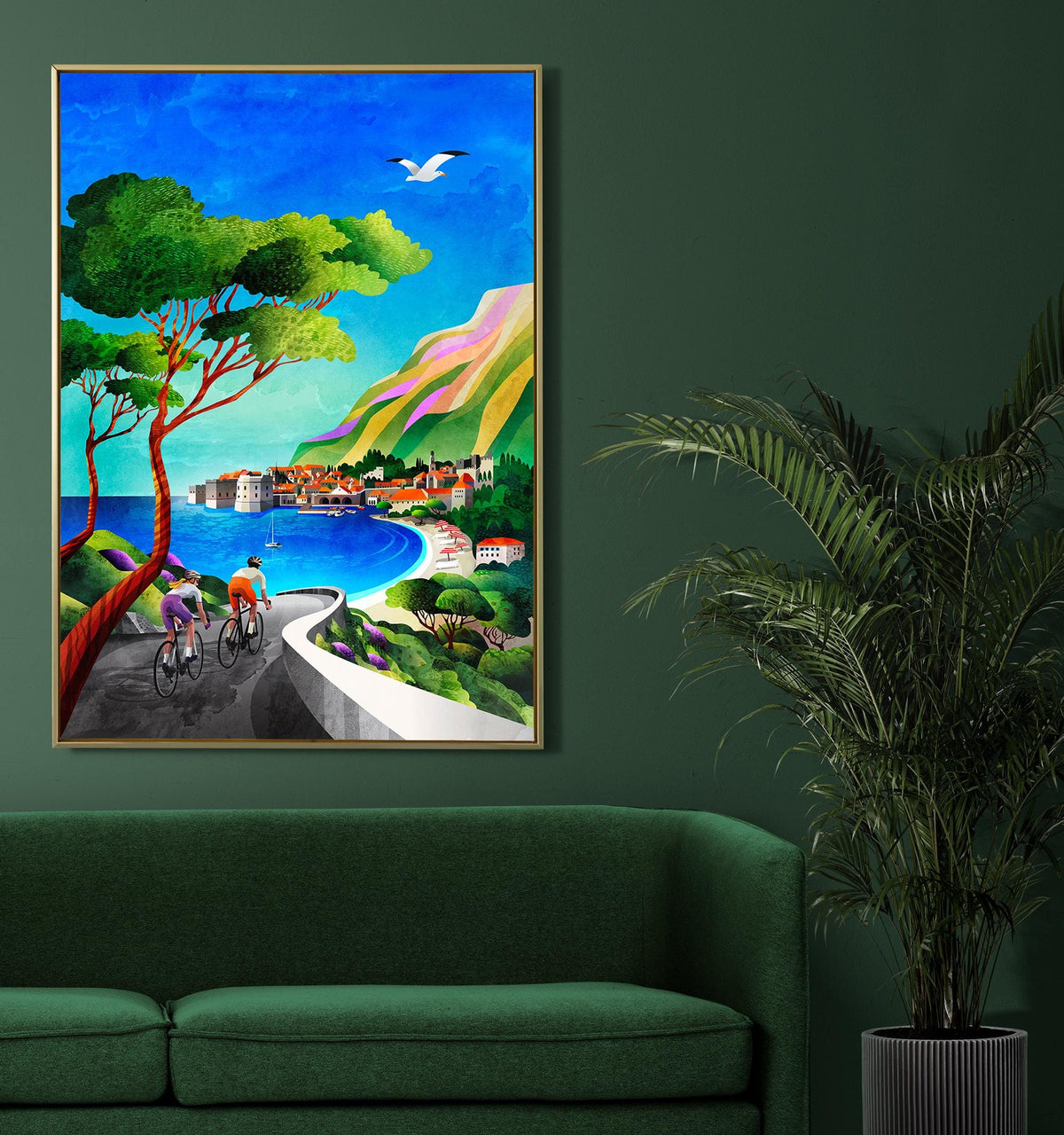 Seaside Cycling Art Print | Coastal Bicycle Ride Wall Art